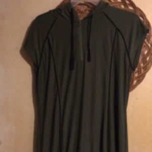 Green zip hoodie dress